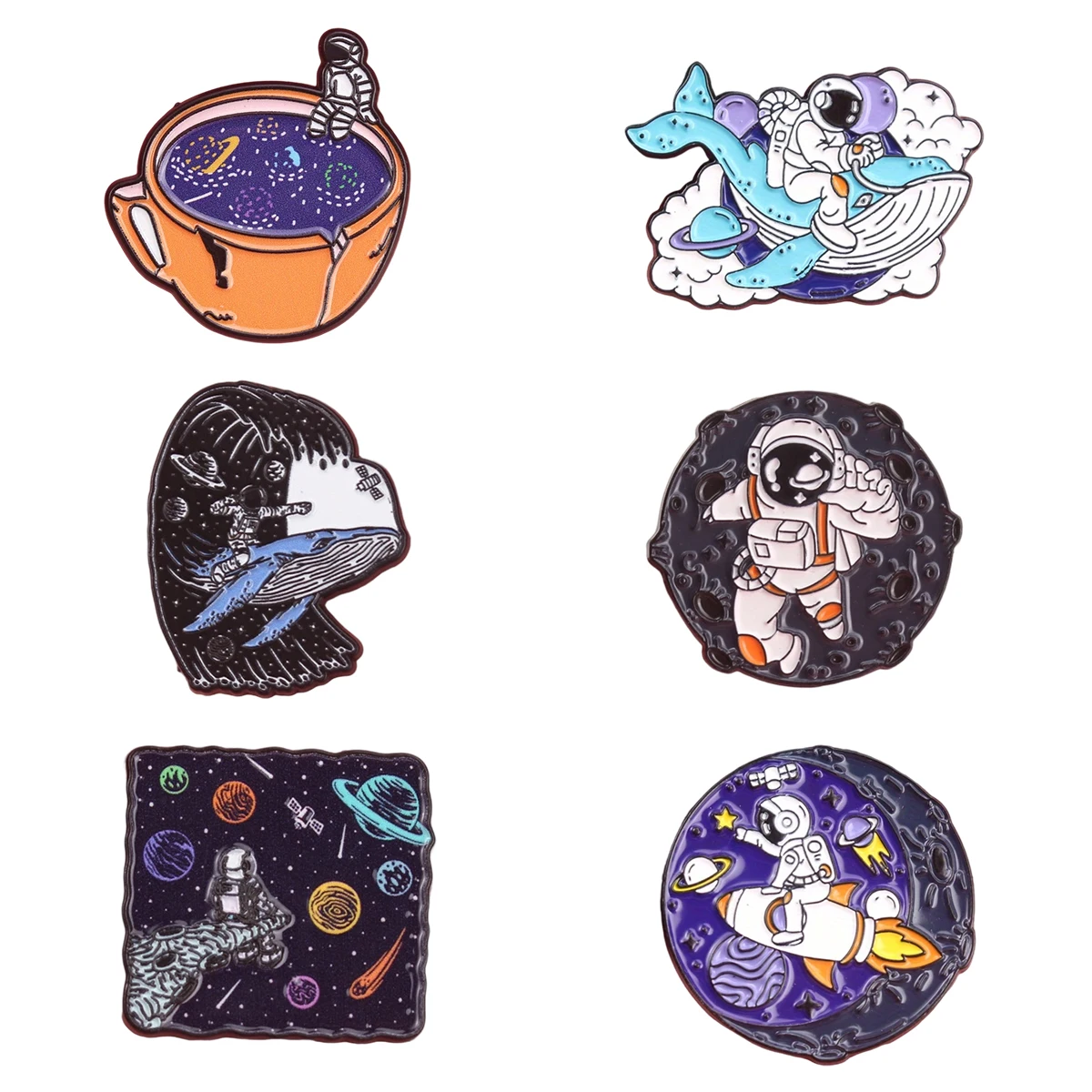 Alfileres esmaltados temáticos con diseño espacial