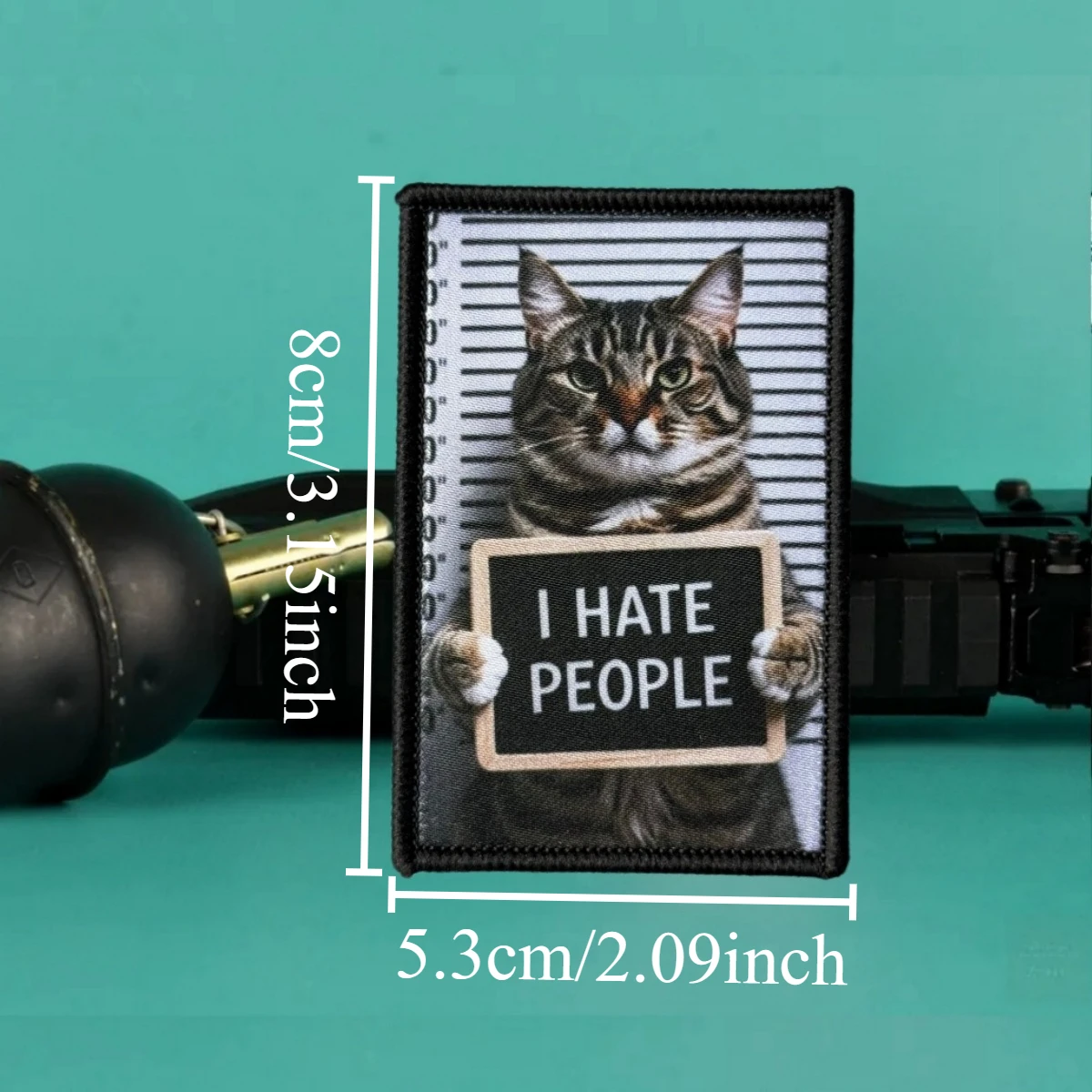Parche táctico gato 'I Hate People' para mochila con gancho y bucle - imagen 3