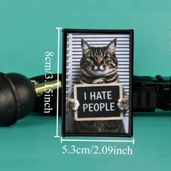 Parche táctico gato 'I Hate People' para mochila con gancho y bucle
