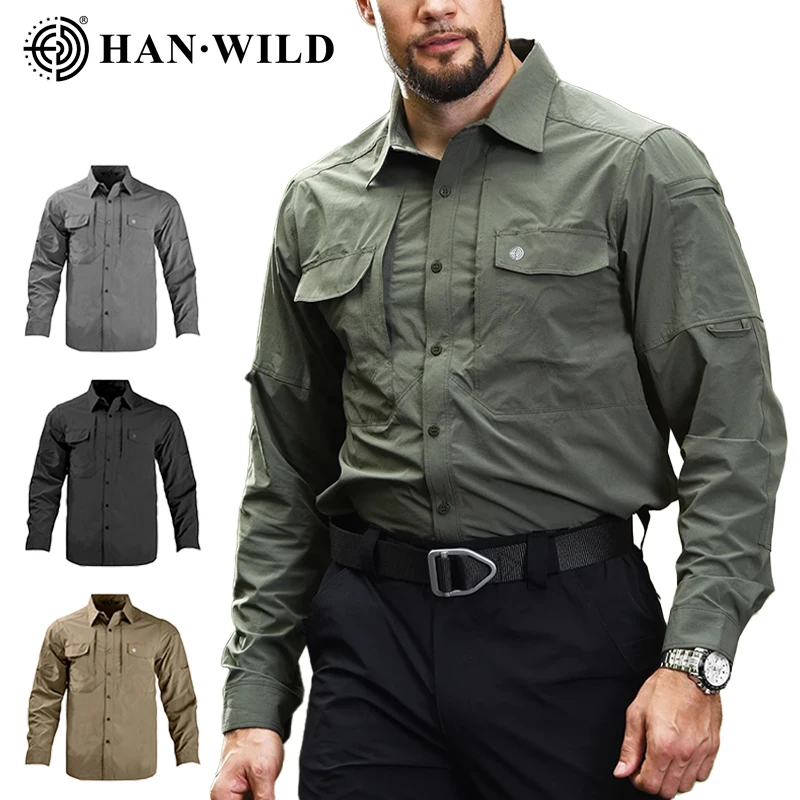 HAN WILD Camisa táctica de secado rápido transpirable con bolsillos - imagen 4