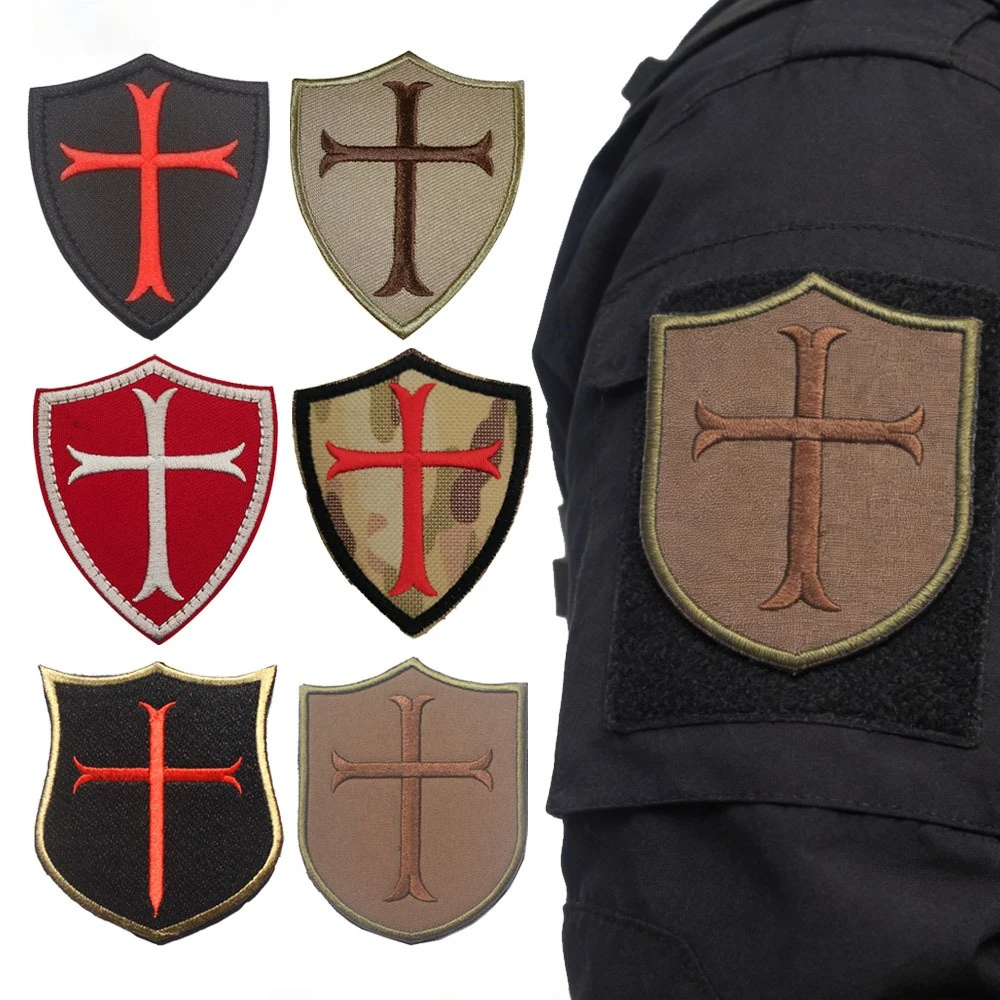 Parche táctico bordado cruz templaria, insignia militar para chaquetas - imagen 4