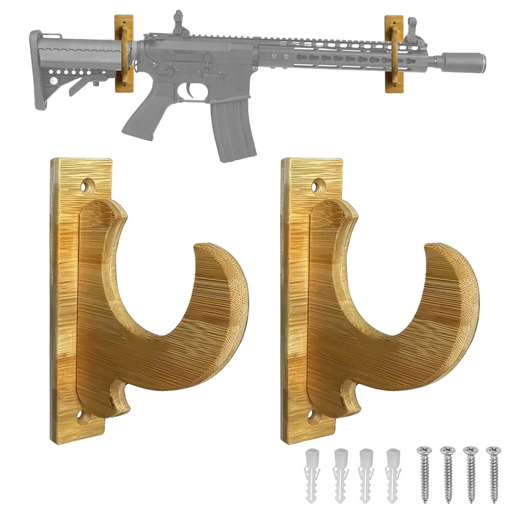 Soporte de pared para rifles y escopetas de bambú con ganchos