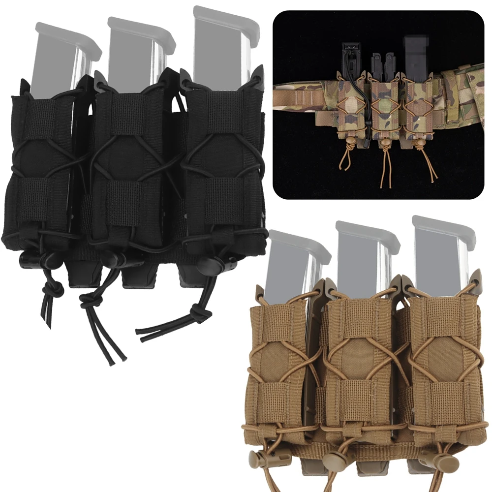 Bolsa MOLLE triple 9mm para revistas – Portacargadores táctico regulable - imagen 2