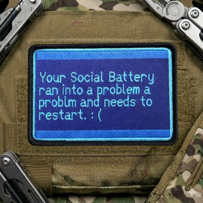 Parche táctico error de pantalla azul batería social, gancho y bucle - imagen 3