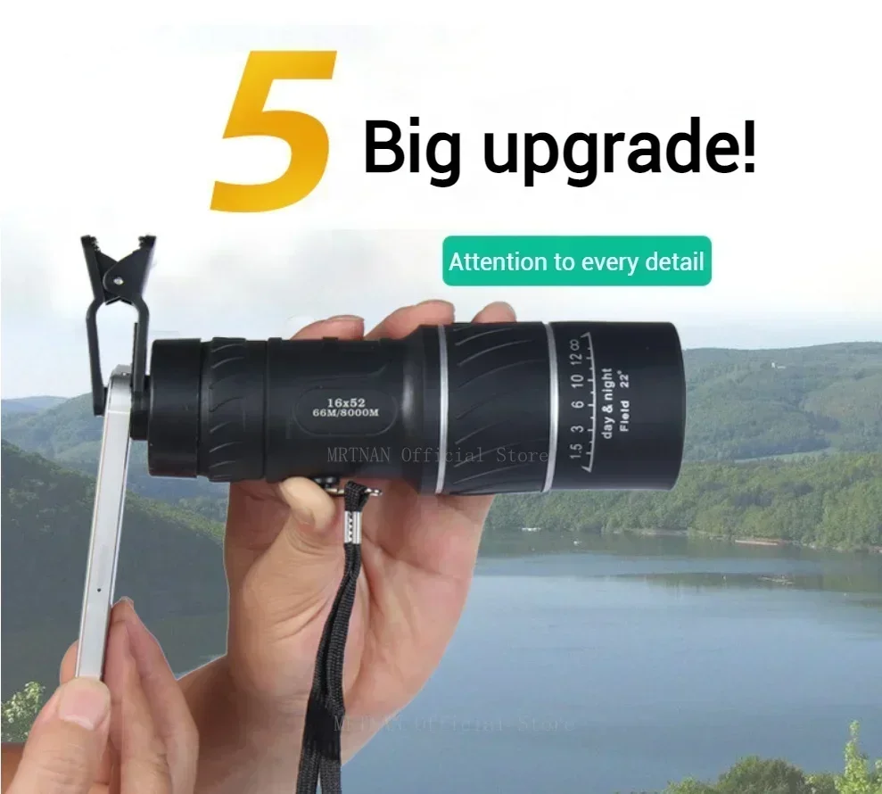 Telescopio monocular en entorno natural de camping