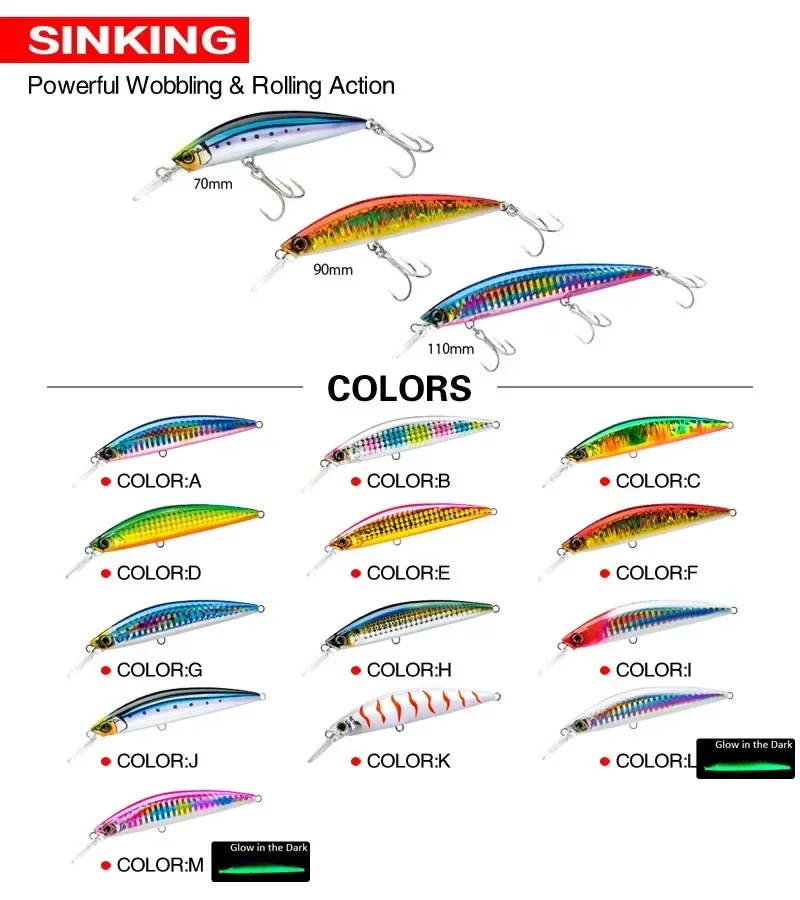 Señuelo perca duro tipo pez pequeño – oscilante arrastre hundimiento - imagen 2