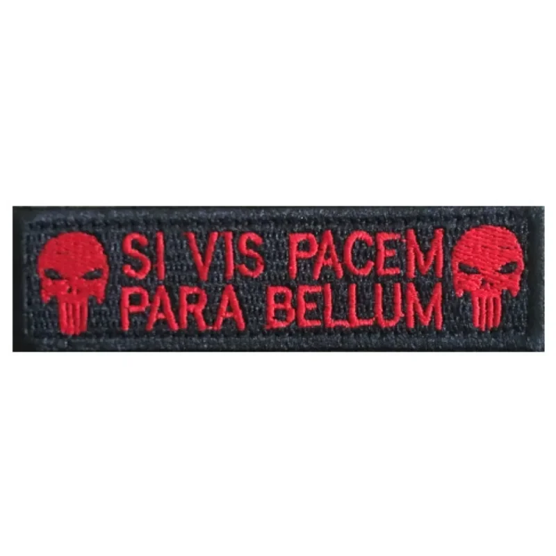 Parche táctico bordado calavera velcro lema Si vis pacem para bellum