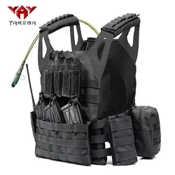 YAKEDA Chaleco táctico MOLLE ajustable con bolsa de hidratación