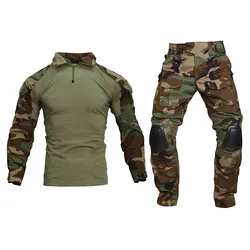Emersongear uniforme táctico woodland Ghillie con rodilleras cazador