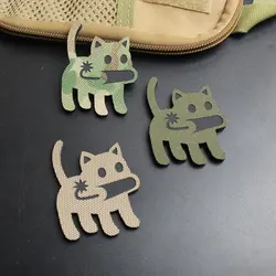 Parche reflectante gatito láser con gancho y bucle para mochila