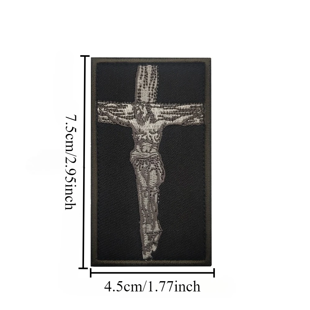 Parche táctico cruz Jesús – Bordado velcro para uniforme