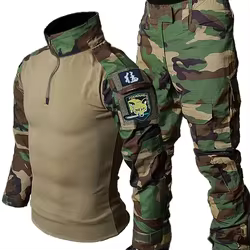 Uniforme táctico camuflaje militar con coderas y rodilleras Airsoft