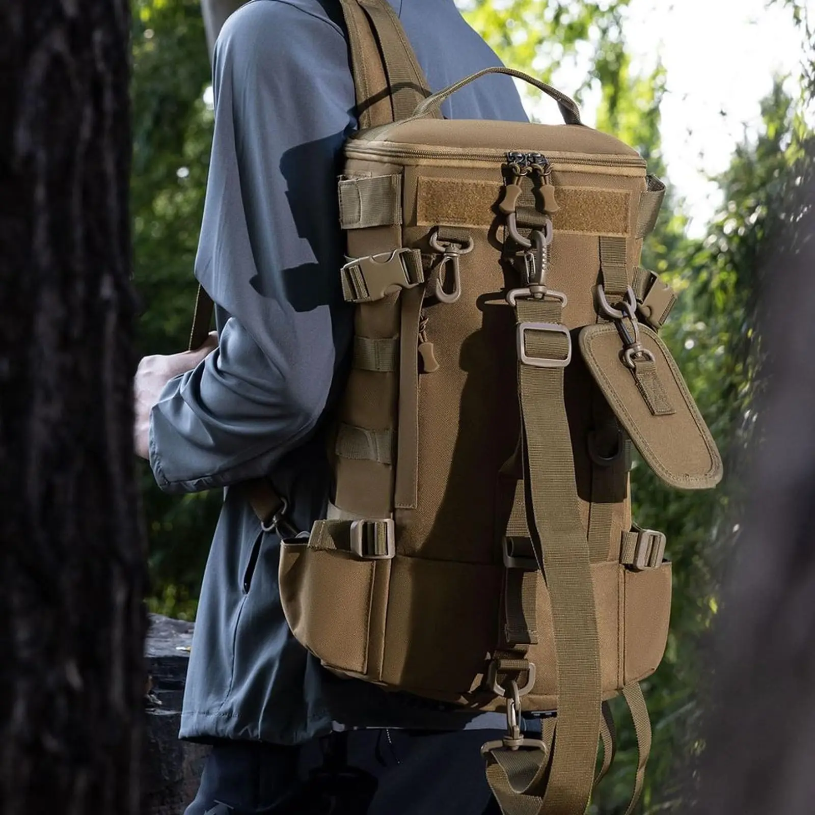Mochila de pesca impermeable con soporte para caña, gran capacidad - imagen 2
