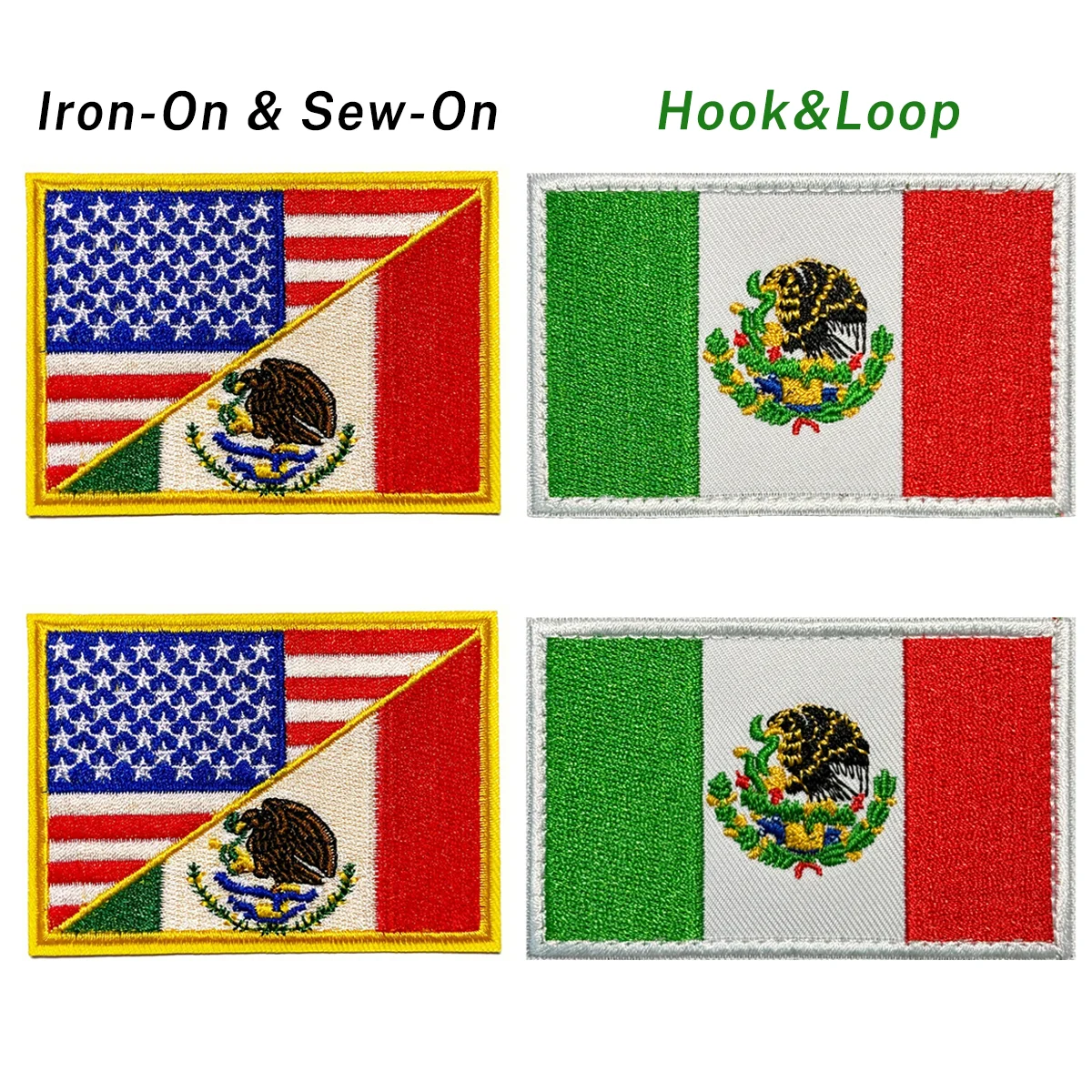 Parche bandera EE. UU.–México bordado para planchar o coser - imagen 2