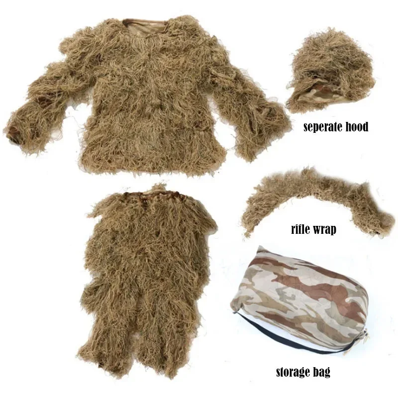 Traje Ghillie táctico 3D de hierba militar con pantalón y funda - imagen 2