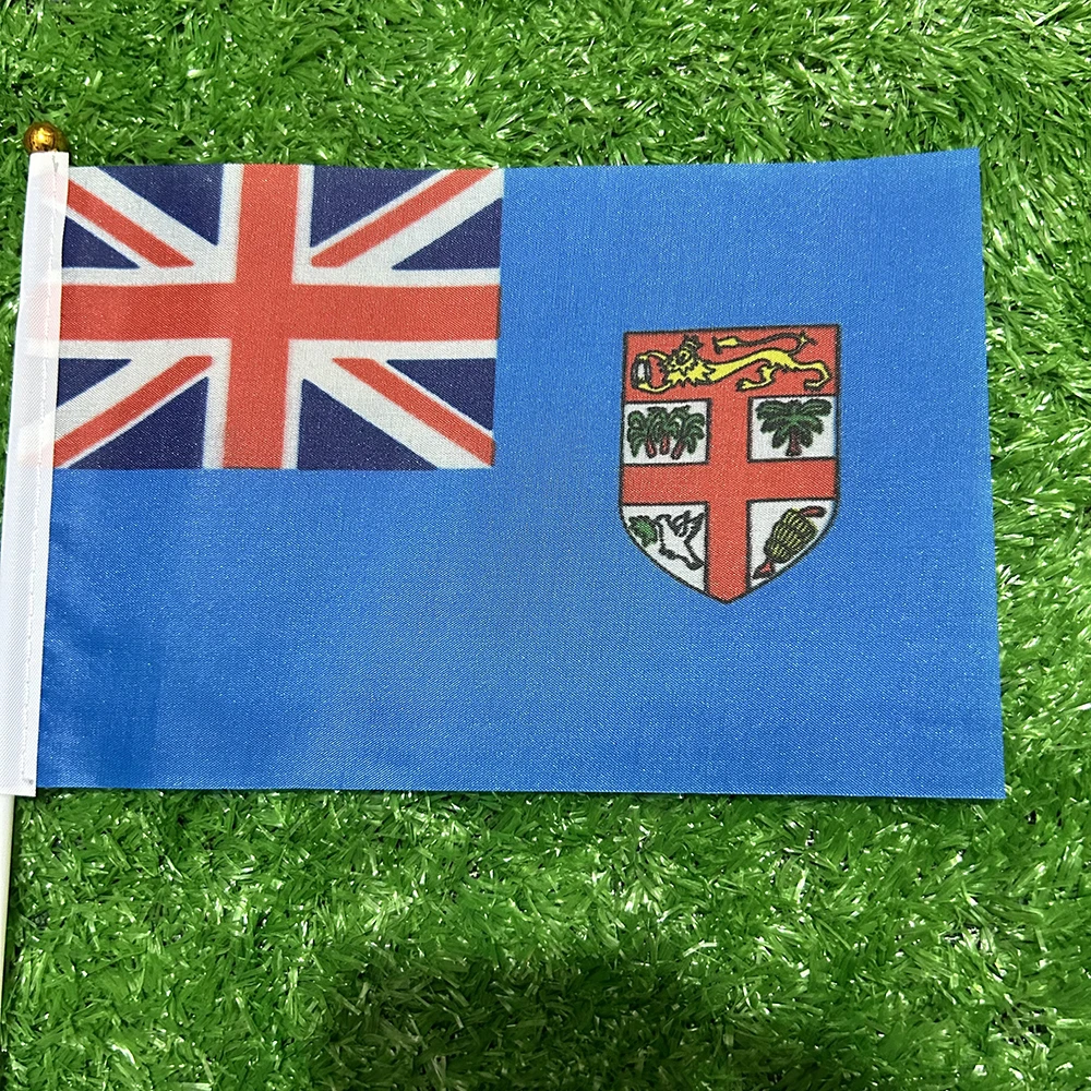 Bandera de Fiyi para agitar a mano con asta de plástico - imagen 3