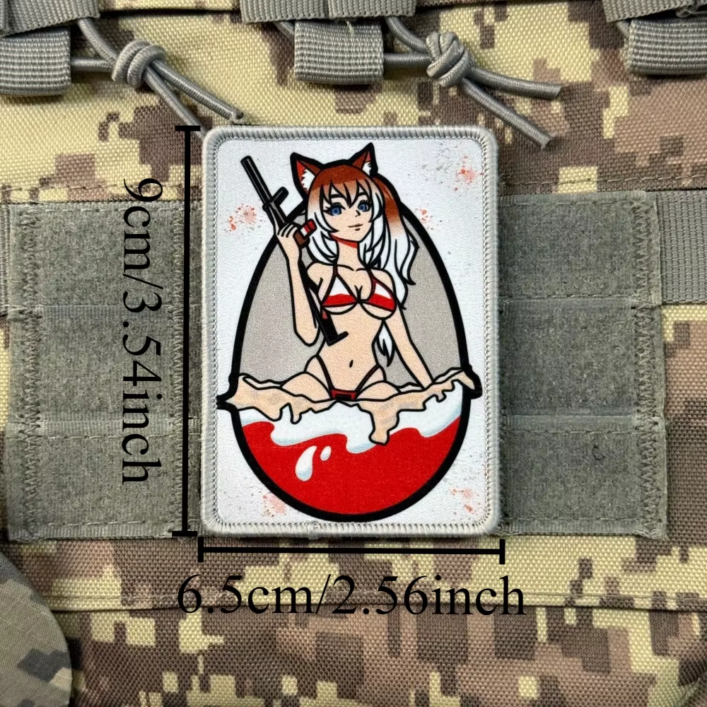 Parche velcro táctico con estampado anime chica para mochila