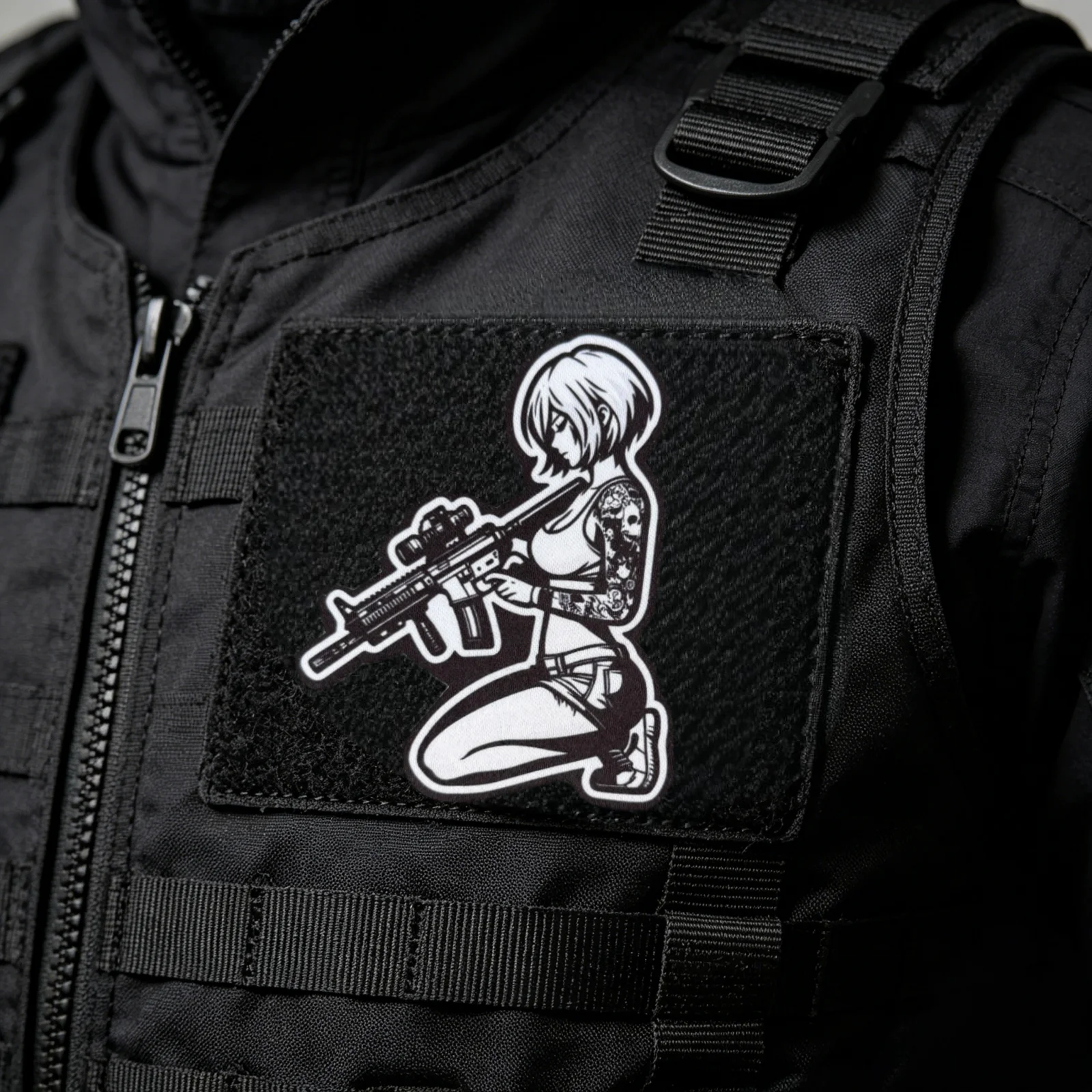 Parche táctico de chica anime con velcro para mochila - imagen 4
