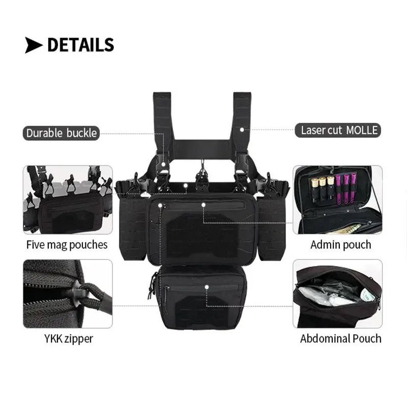 YAKEDA Mini chaleco táctico portacargadores MOLLE desmontable - imagen 4