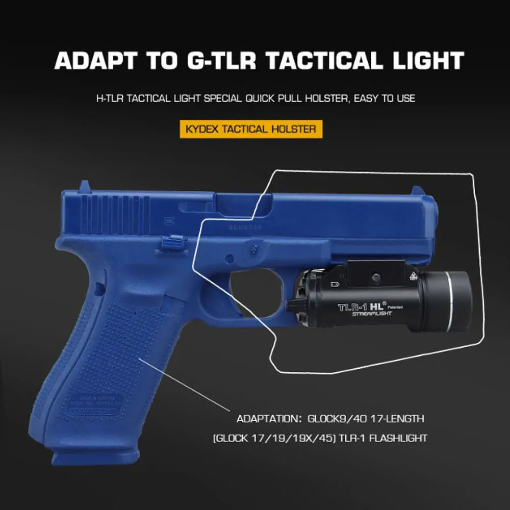 Funda táctica Kydex Glock con linterna, liberación rápida - imagen 3