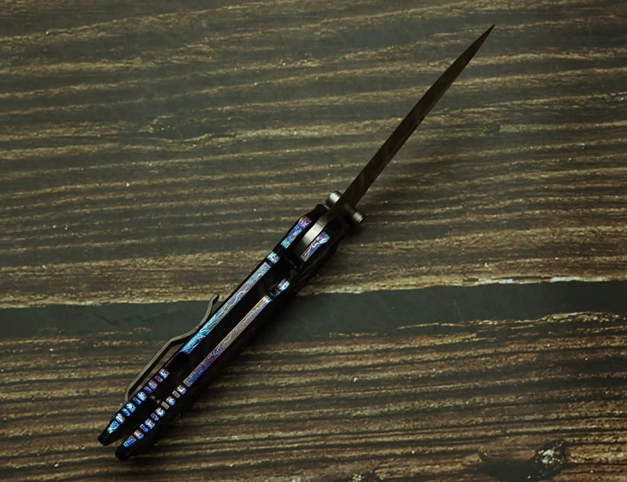 LEMIFSHE Cuchillo plegable EDC con hoja VG10 y mango de titanio - imagen 4