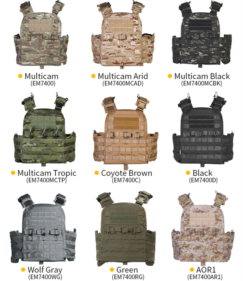 Chaleco táctico EmersonGear vista frontal en Multicam