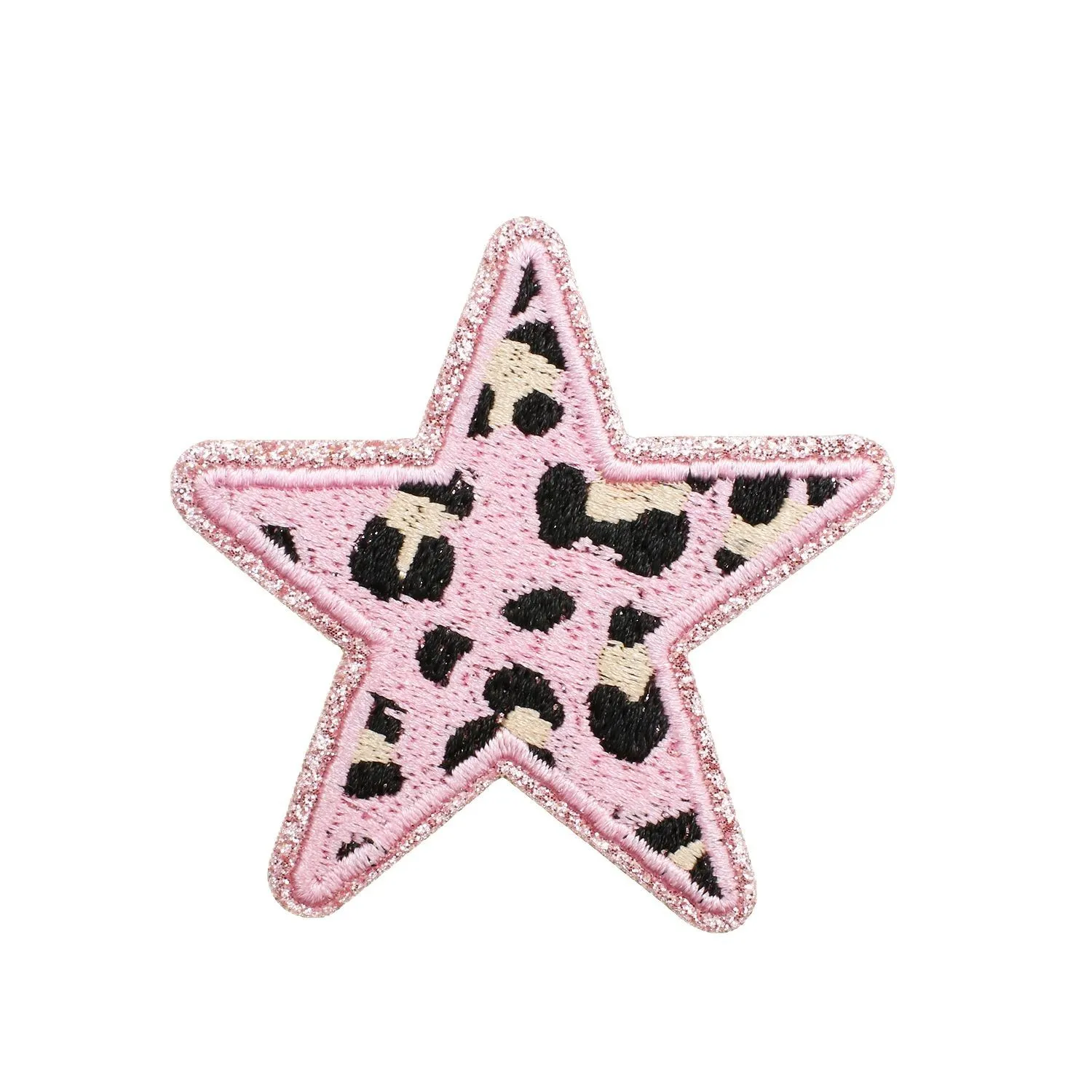 Parche bordado leopardo con borde brillante corazón para chaqueta - imagen 2