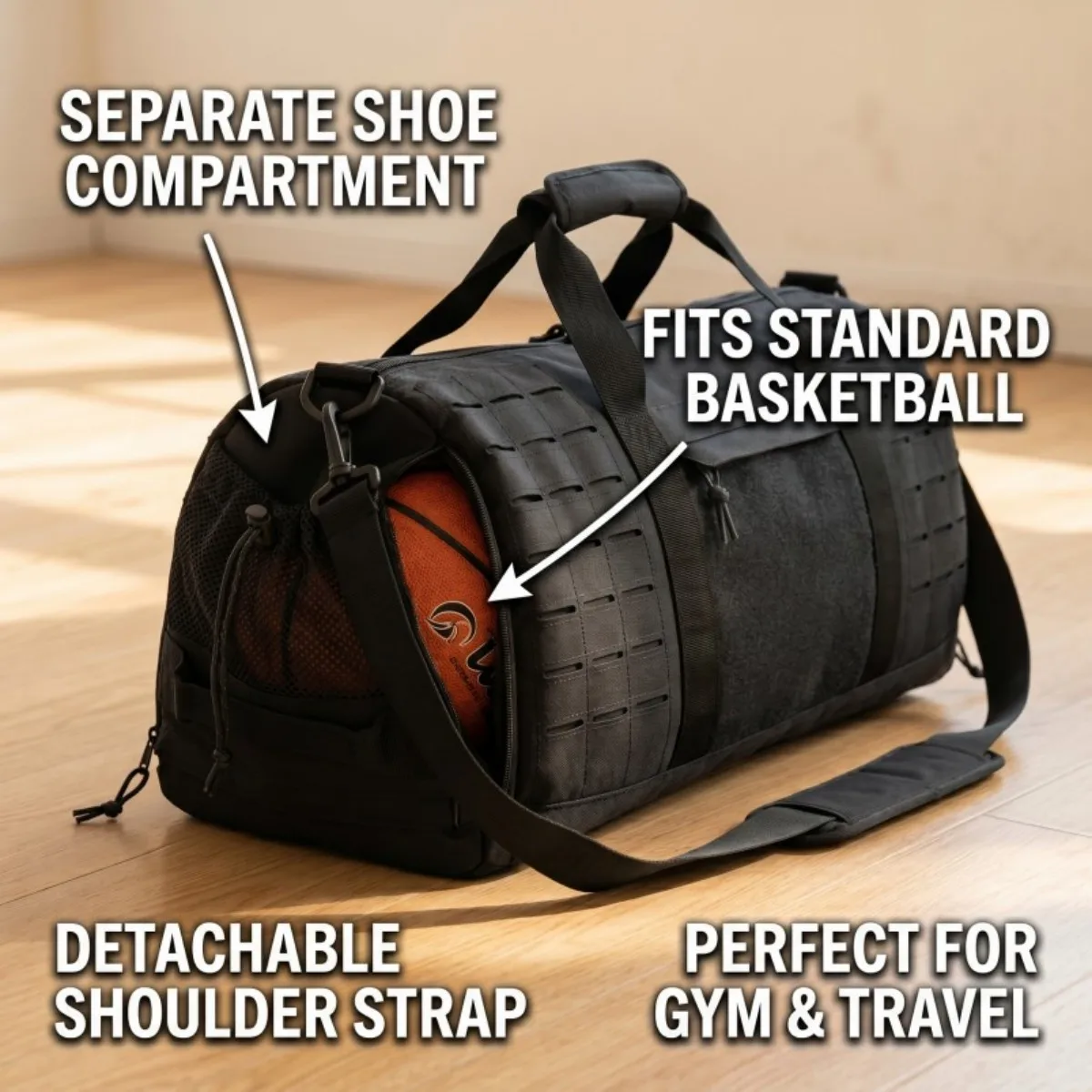 Bolsa táctica de viaje con bolsillo para calzado y deporte - imagen 4