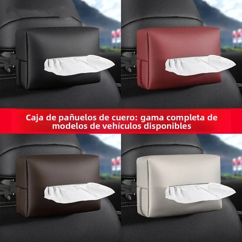 Caja de pañuelos para coche con organizador interior y visera trasera - imagen 3
