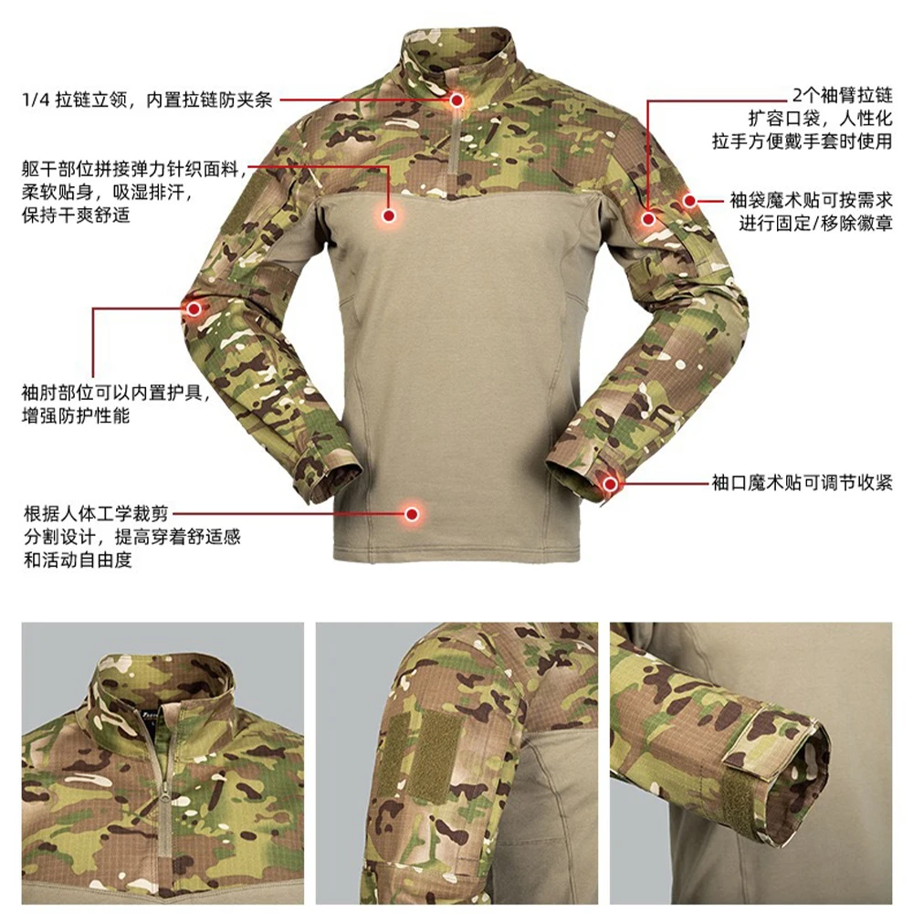 Uniforme táctico camuflaje hombre 3 piezas manga larga Airsoft Paintball - imagen 2