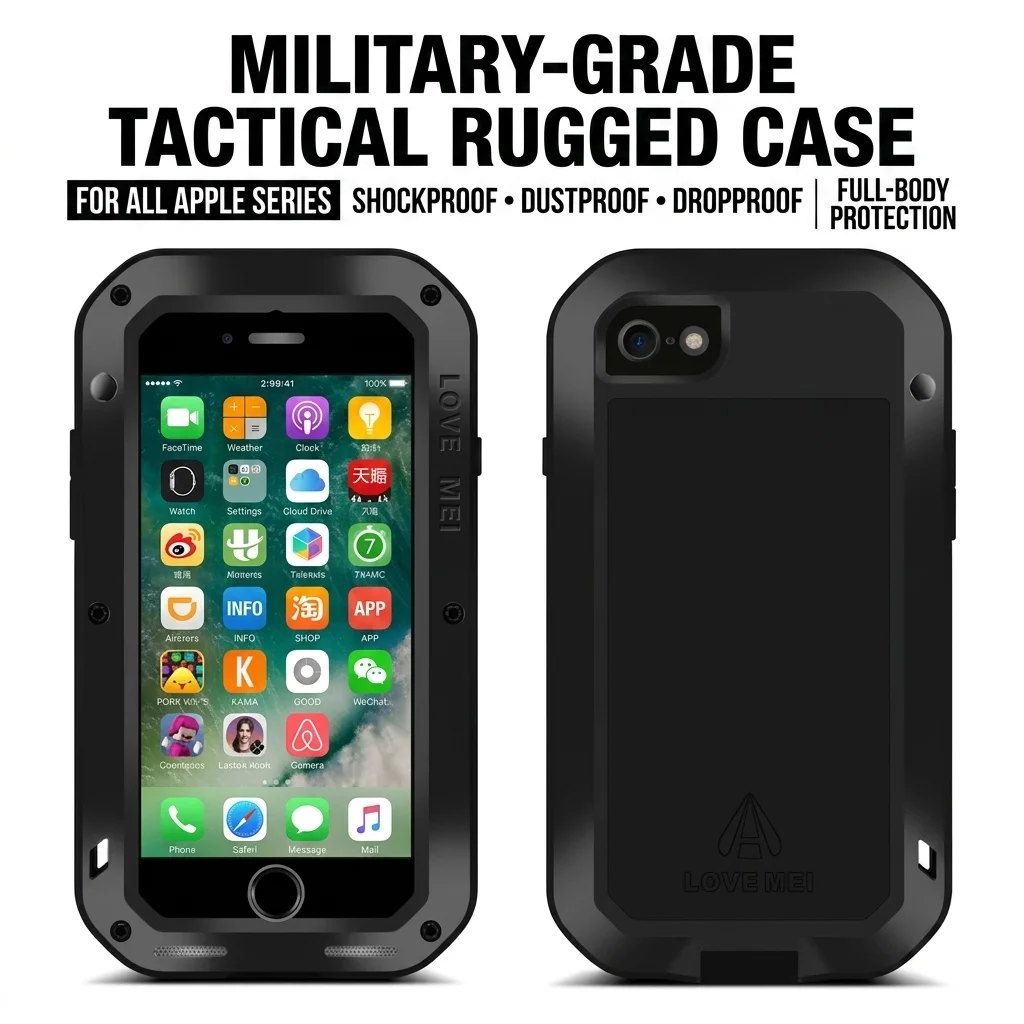 Funda táctica militar iPhone carcasa metálica antichoque con tornillos - imagen 3