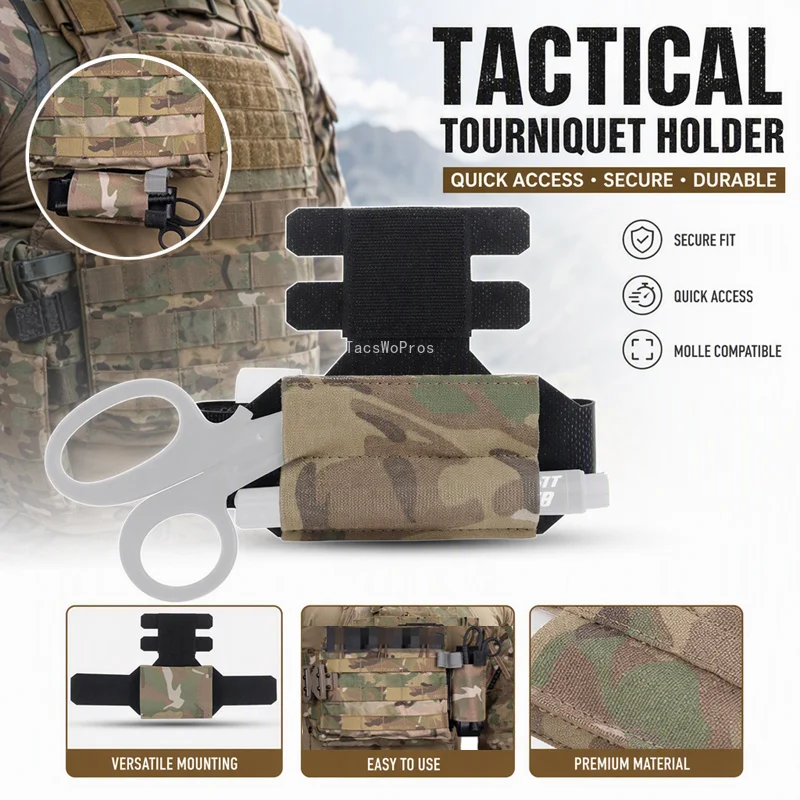 Porta torniquete MOLLE con tijeras de trauma para airsoft y caza - imagen 5