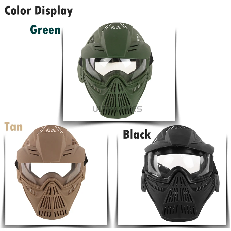 Máscara táctica facial completa con gafas desmontables airsoft - imagen 2