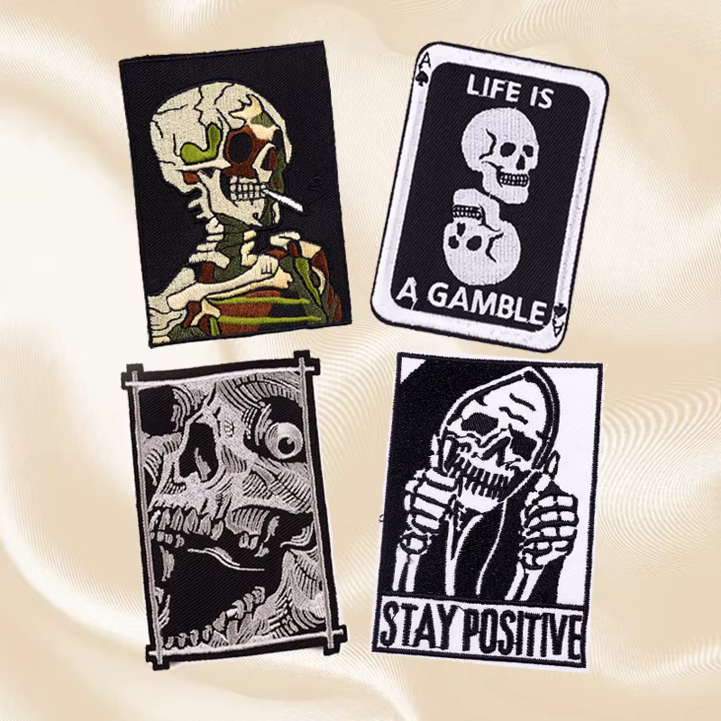 Juego parches bordados calavera terror termoadhesivos ropa bricolaje