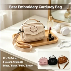 Bolso bandolera de corduroy y lona estilo harajuku para mujer
