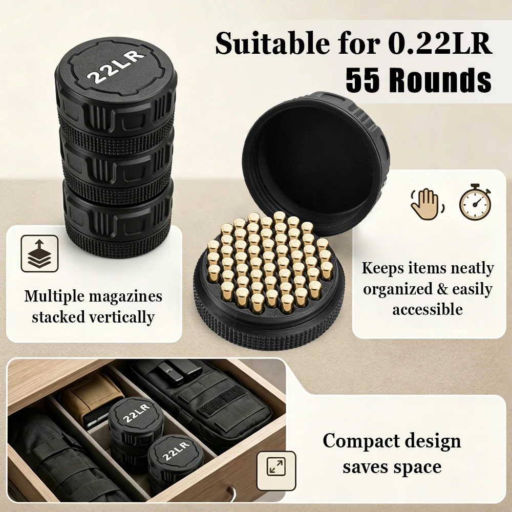 Caja de munición .22LR apilable compacta con estuche de transporte - imagen 3