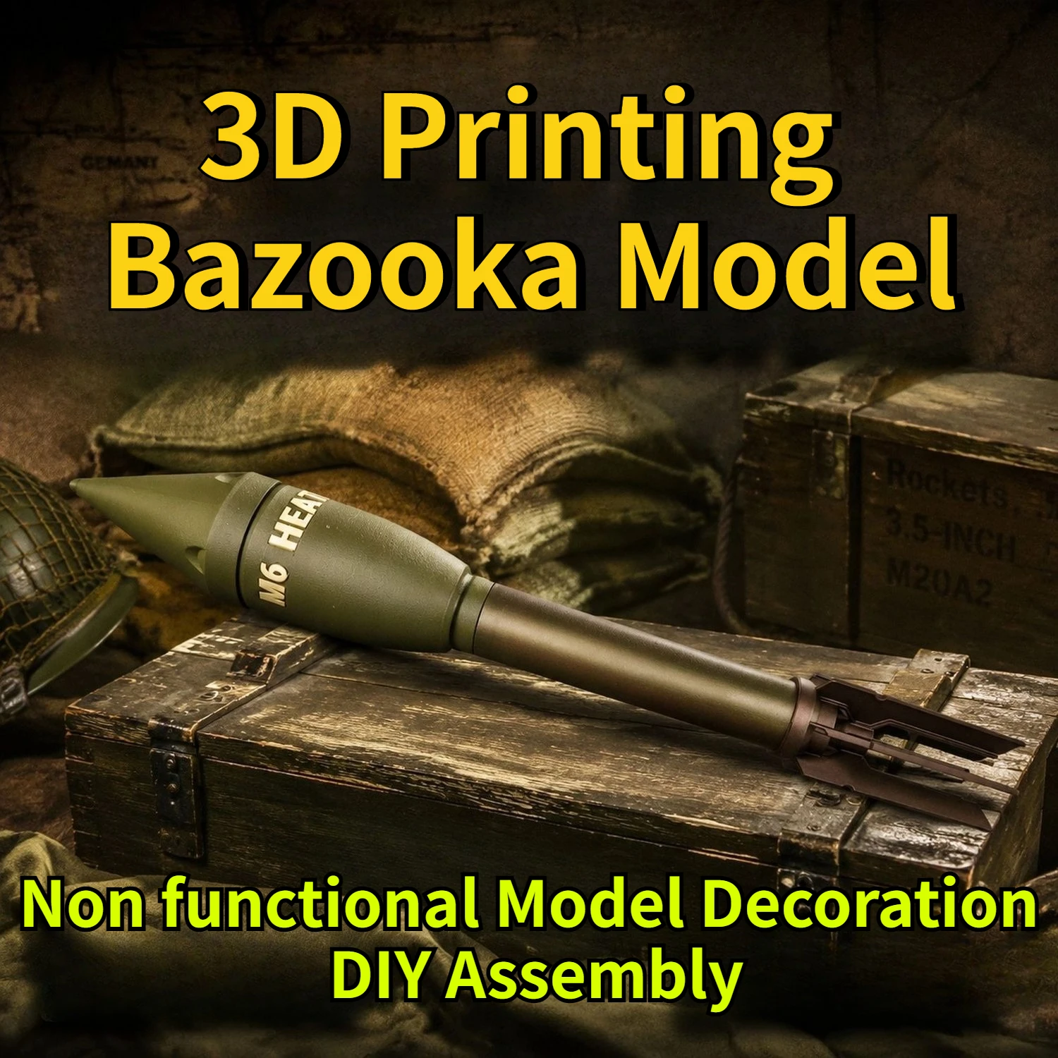 Bazooka de la Segunda Guerra Mundial, impresión 3D DIY decorativo - imagen 3