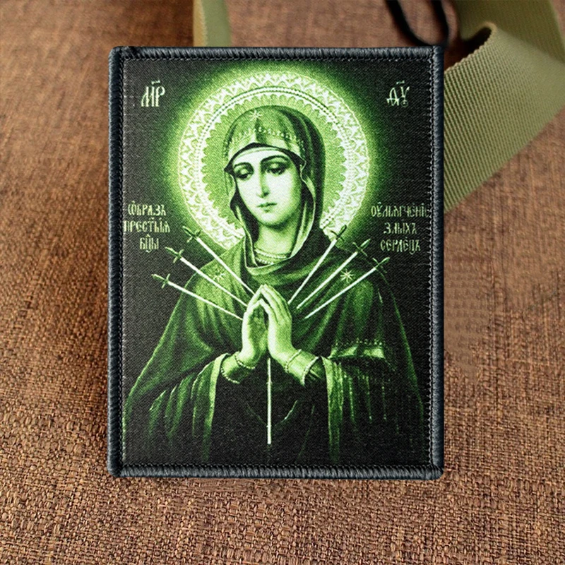 Parche táctico Virgen María bordado con velcro gancho y bucle - imagen 3