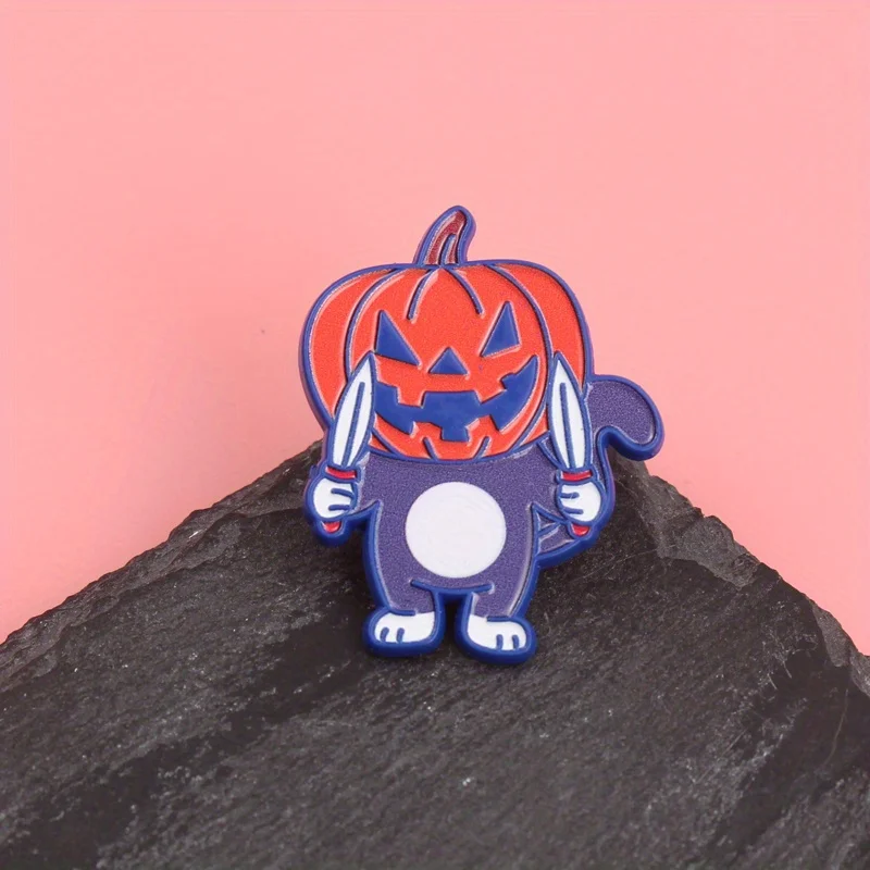 Jack-O'-Kitty Menace pin calabaza neón con dagas estilo Halloween - imagen 3