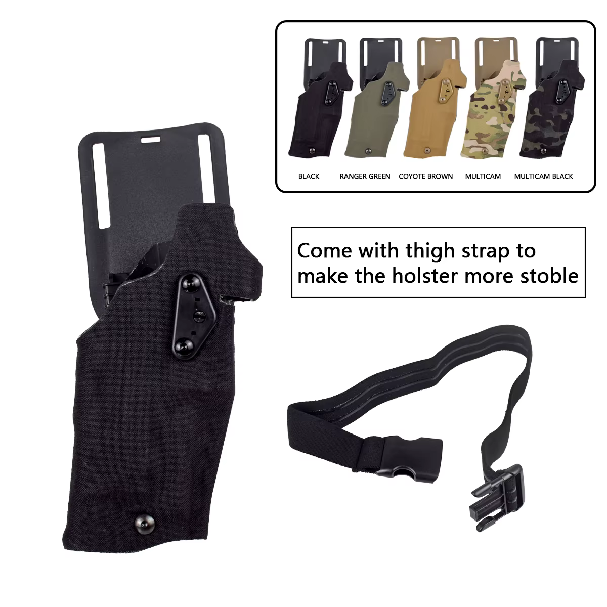 Funda táctica MOLLE para Glock 17 con adaptador QLS y correa - imagen 3