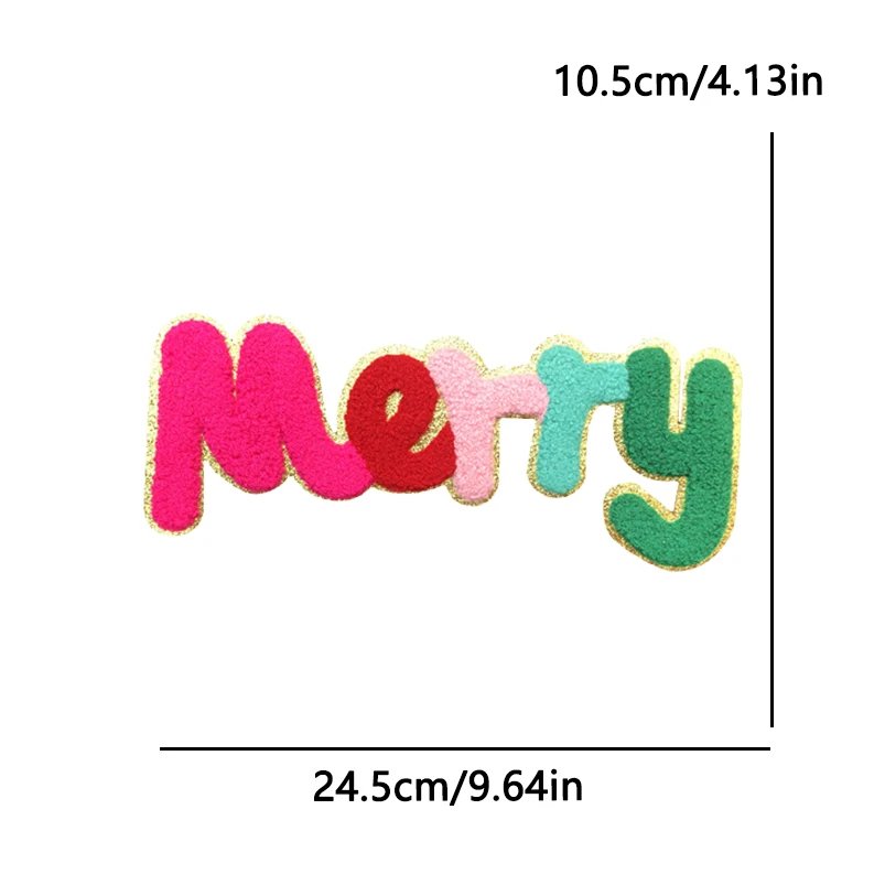 Parche bordado chenilla Papá Noel para planchar, Feliz Navidad - imagen 3