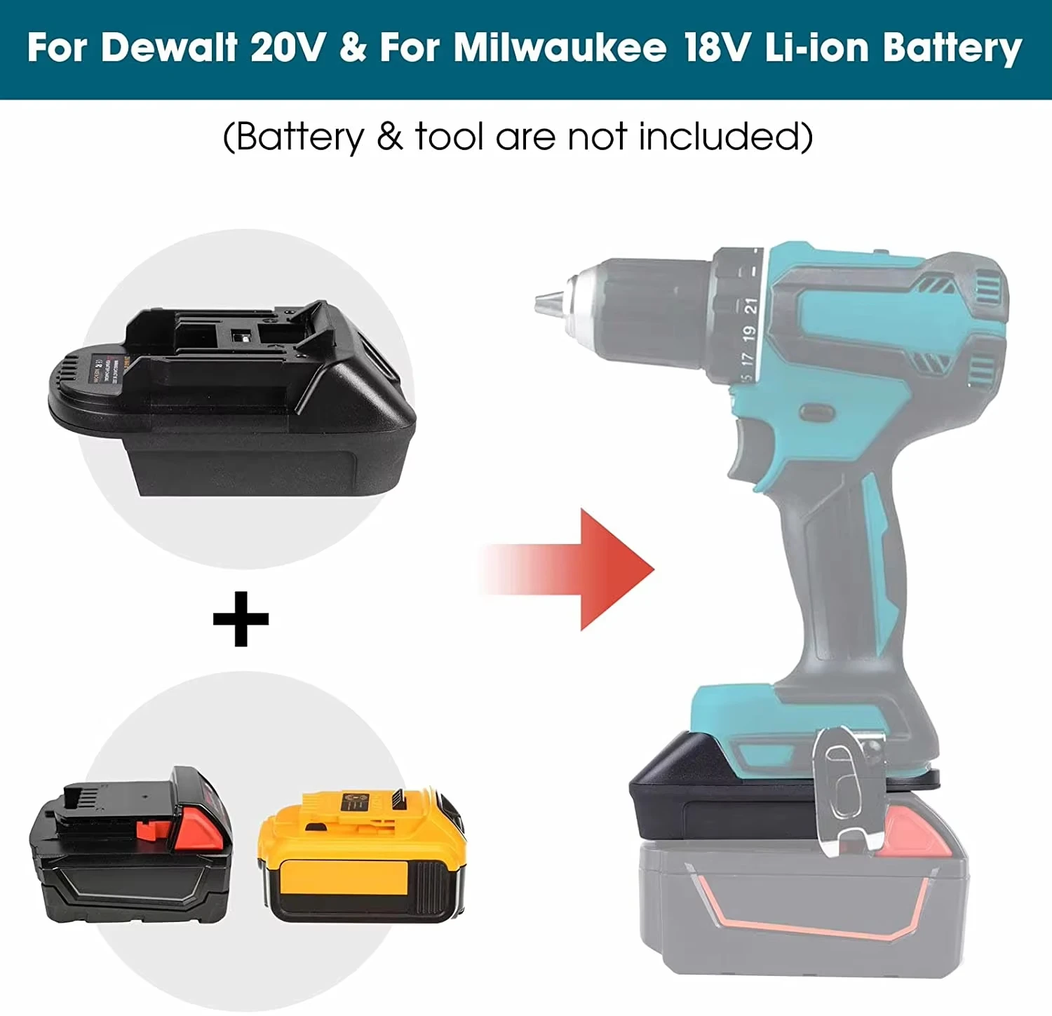 Adaptador DM18M con toma de carga USB para Makita 18V BL1830 - imagen 5