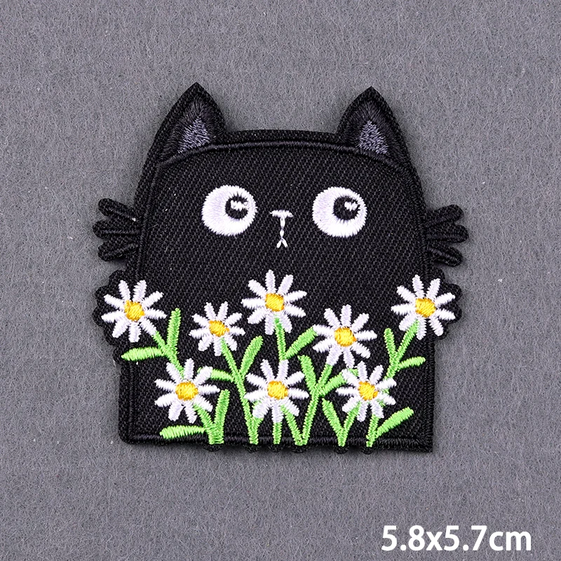 Parche bordado termoadhesivo gato hippie para ropa - imagen 3