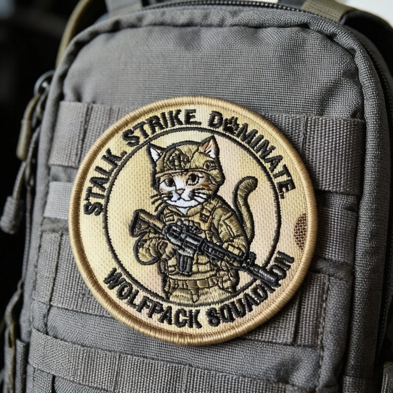 Parche táctico bordado de gato con moral y velcro gancho-bucle - imagen 5