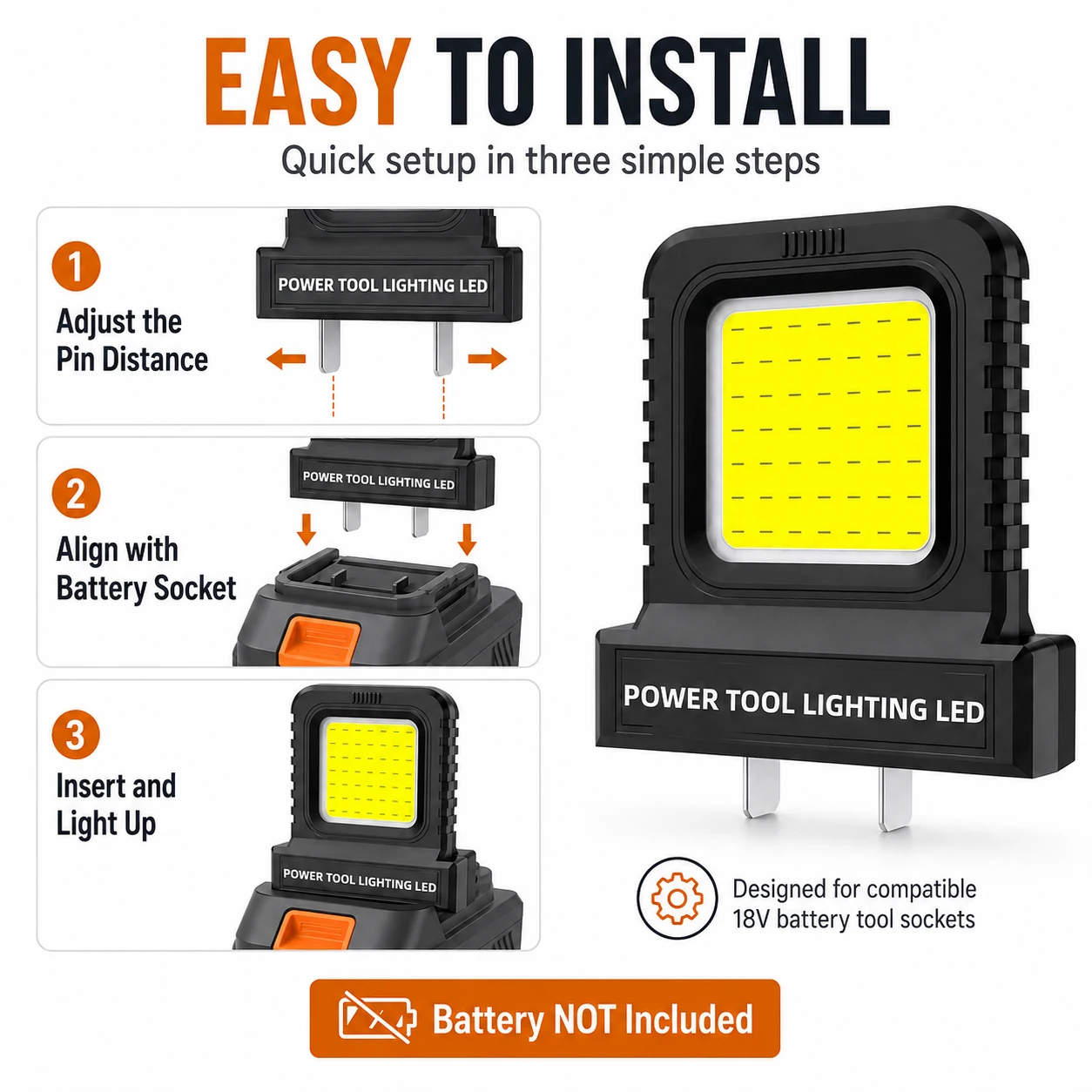 Lámpara LED de trabajo ajustable para baterías de litio - imagen 3