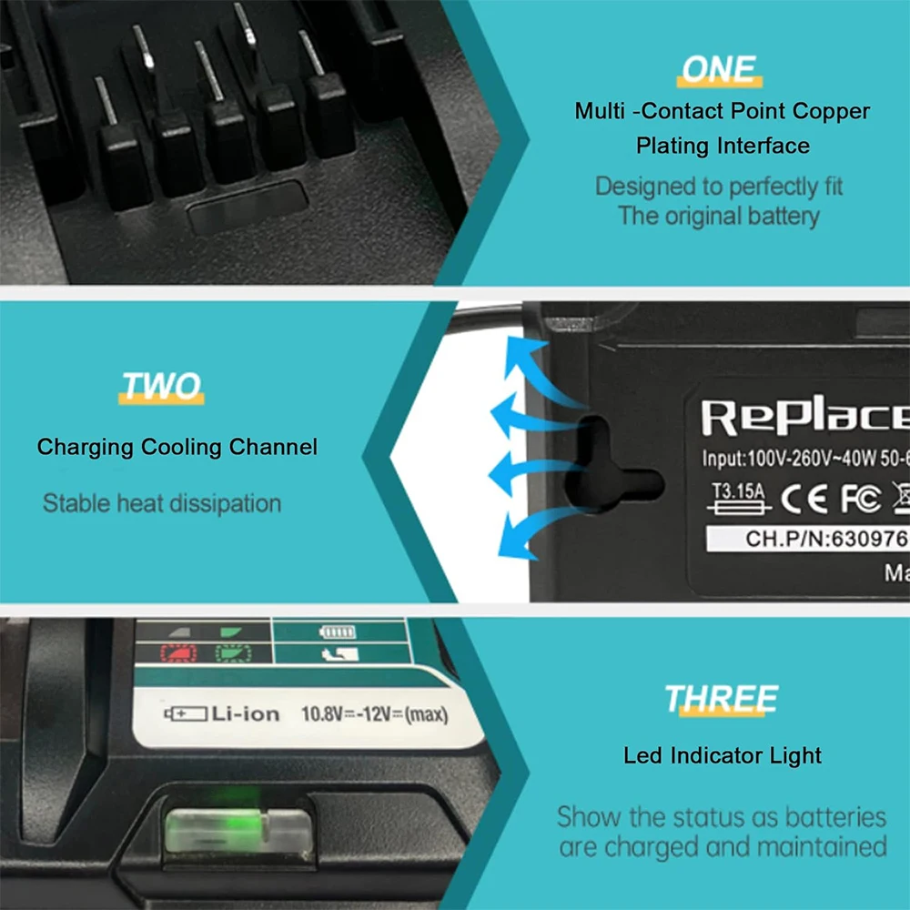 Makita DC10WD Cargador para baterías compatibles