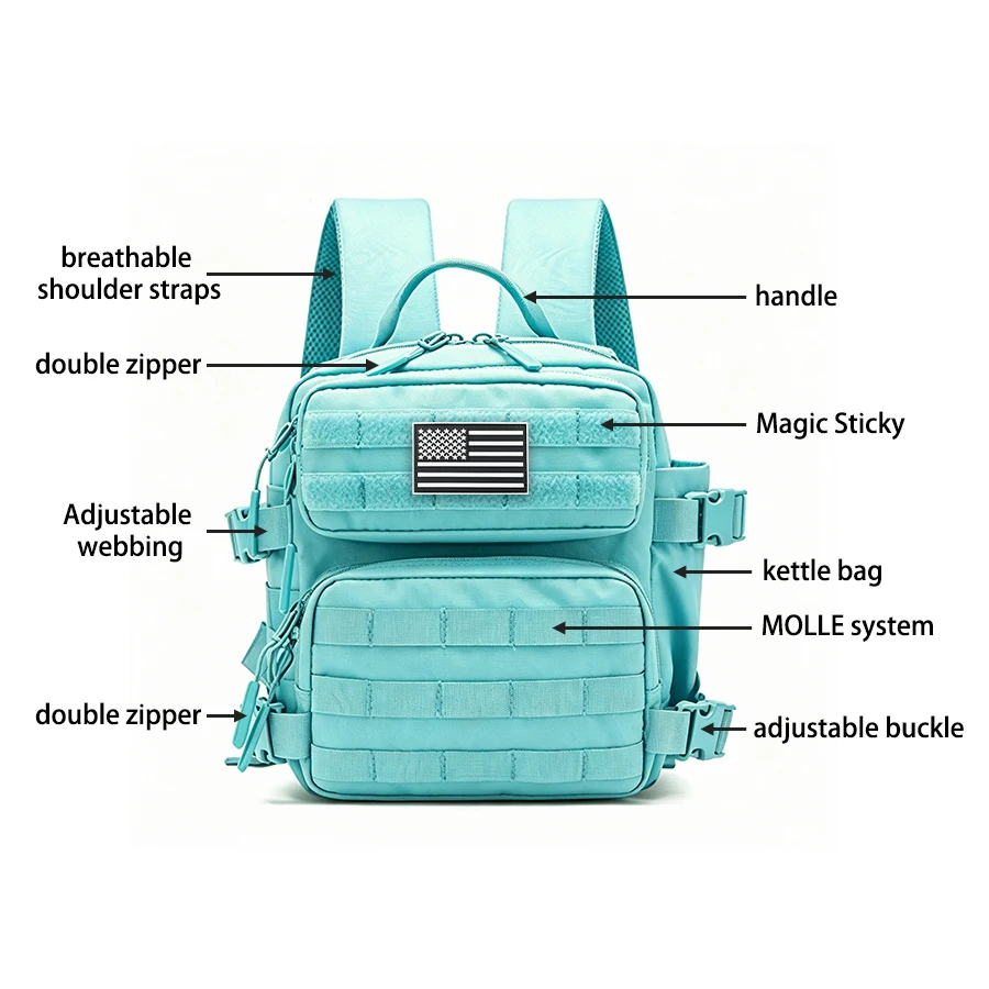 Vista de la mochila compacta y versátil