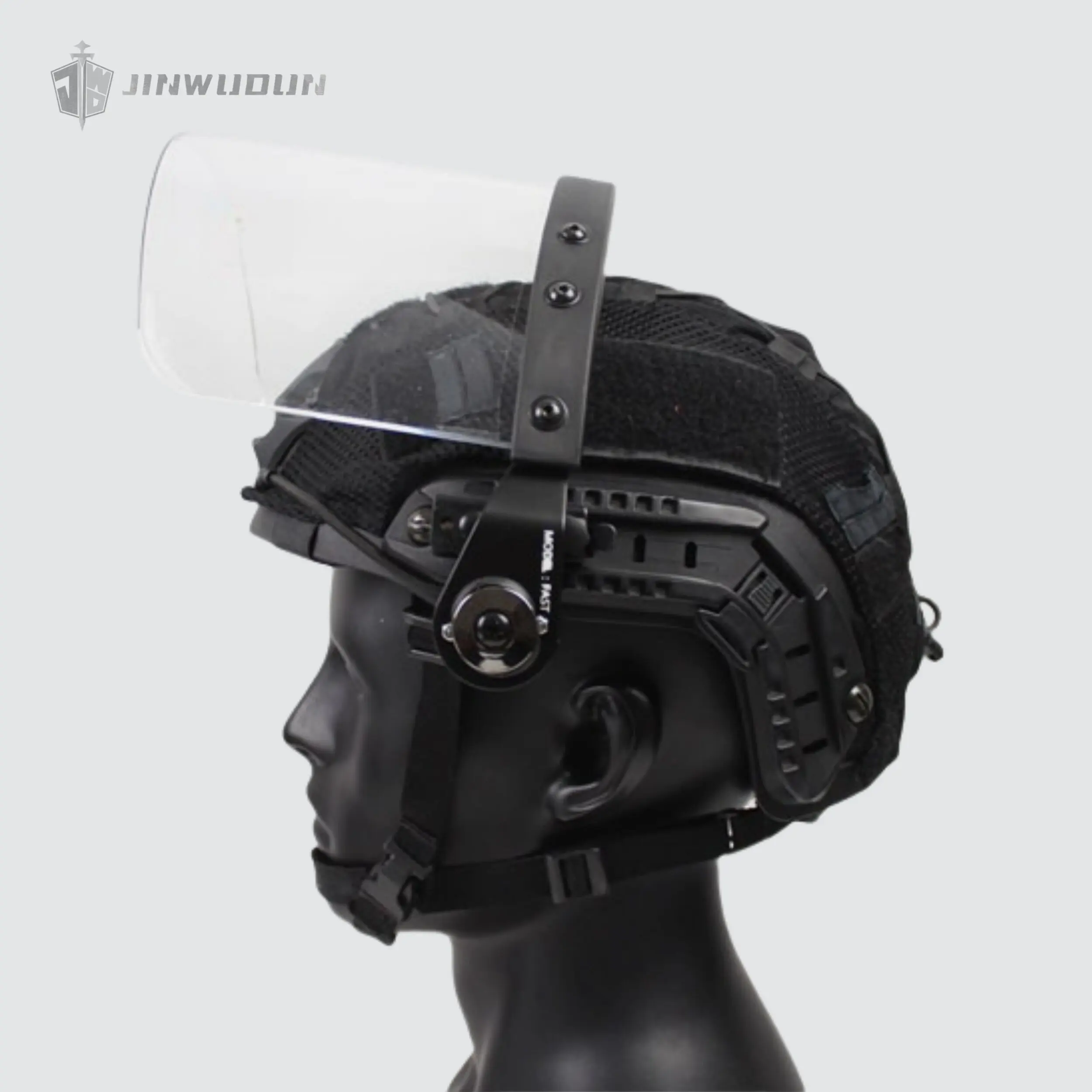 Montaje abatible en carril para casco con visor táctico transparente - imagen 4
