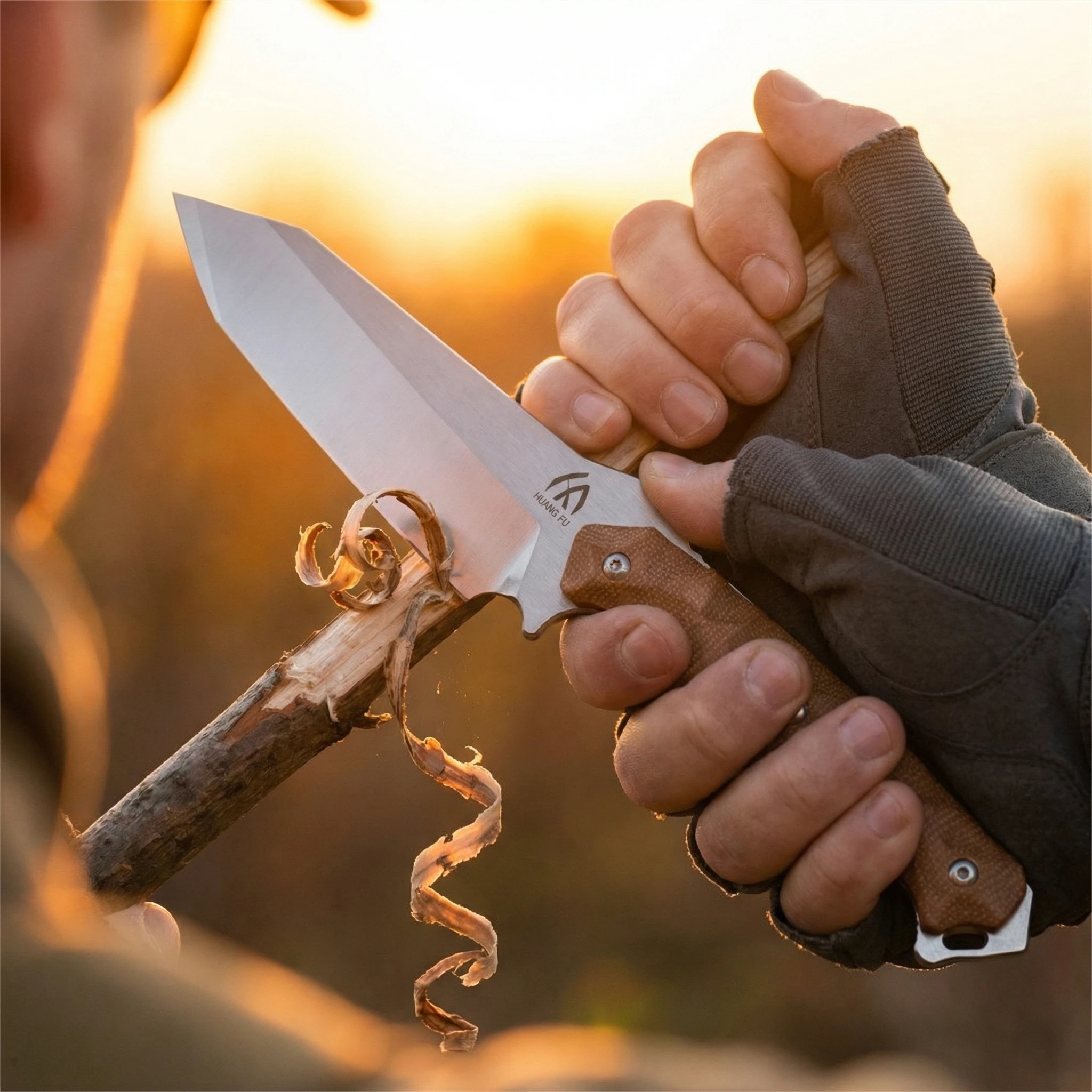 Cuchillo de hoja fija lino al aire libre con funda táctica - imagen 2