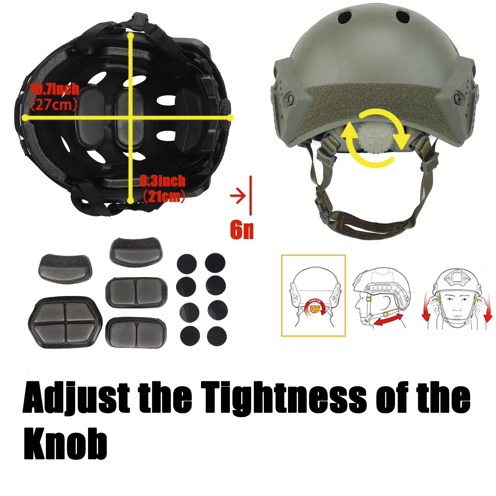 Casco táctico completo AQzxdc con visera facial, gafas y linterna LED - imagen 4